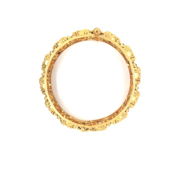 22KT Handmade Gold Bangle with Exquisite Temple Design