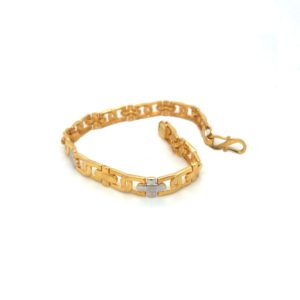 22K Yellow Gold Bracelet with Stunning Rhodium Look
