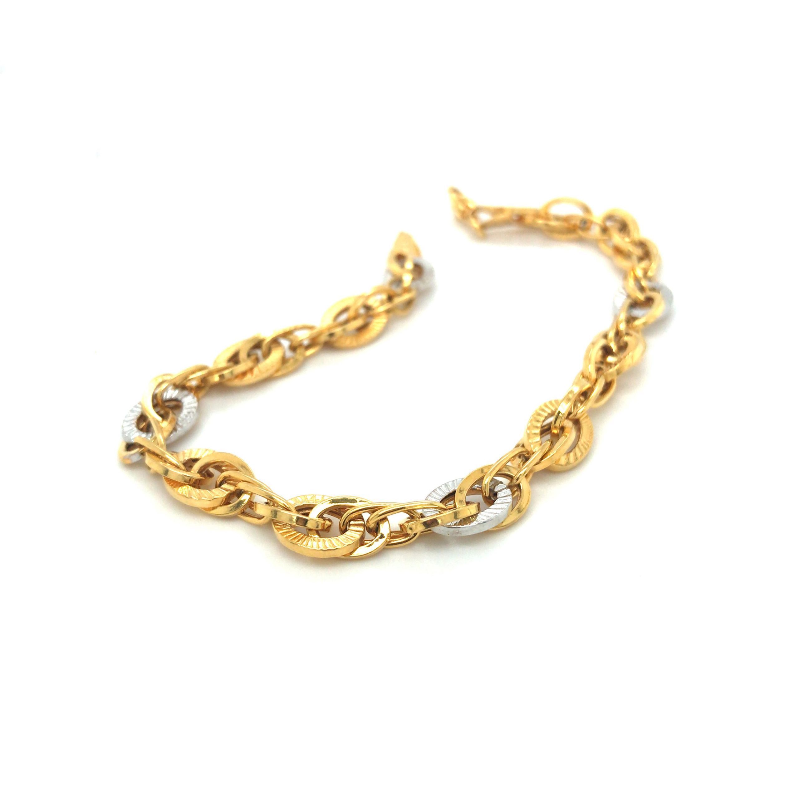 22K Yellow Gold Bracelet with Stunning Rhodium Look