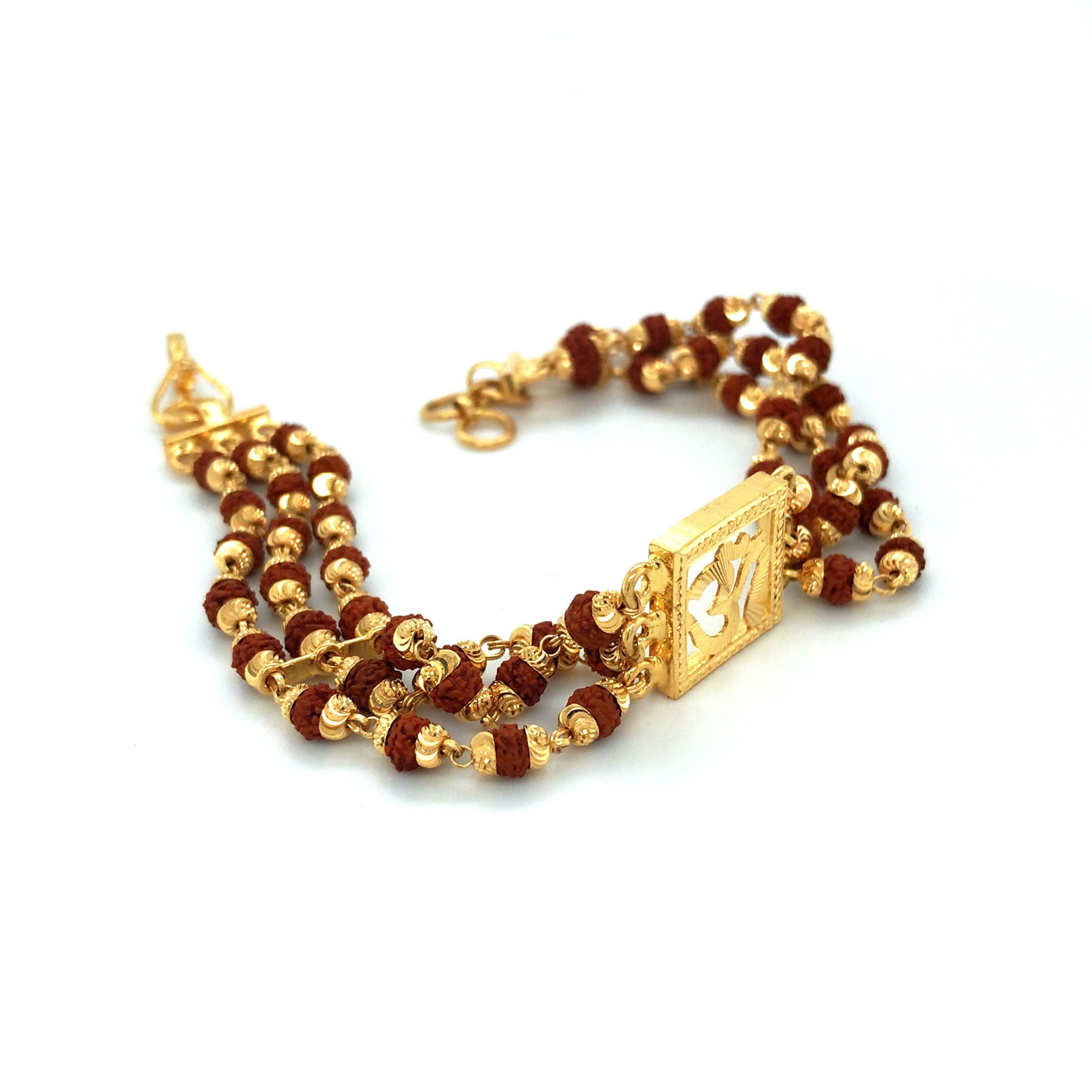 Mens Exclusive Handmade Solid Rudraksha Bead Gold 22K Ganesha design  Bracelet 5 | eBay