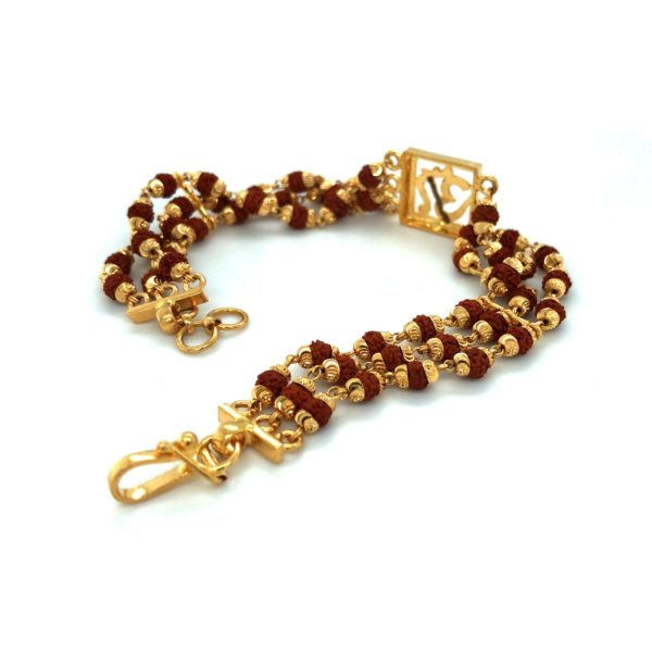 Om Rudraksha Men's Gold Bracelet