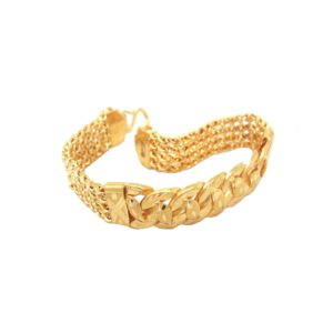 22K Gold Curb and Cuban Design Bracelet