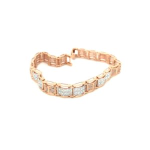 18K Rose Gold Diamond Baguette Design Men's Bracelet