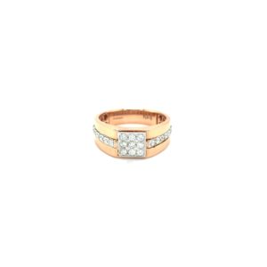 18K Rose Gold Diamond Ring with Dual Tone Watch Belt Design