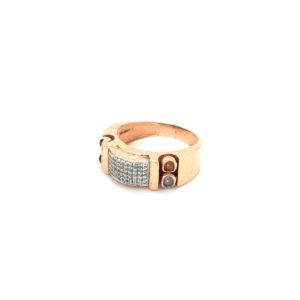 22K Rose Gold Diamond Ring with Color Stone Accent