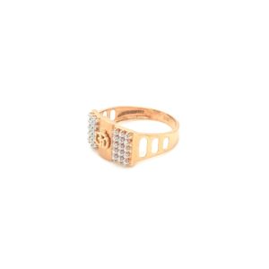18K Rose Gold Diamond Ring with Om Symbol