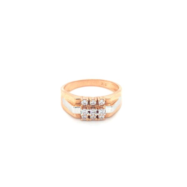 18K Rose Gold Ring with Diamond Accent and Rhodium Look| Pachchigar Jewellers