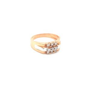 18K Rose Gold Ring with Diamond Accent and Rhodium Look
