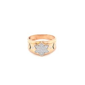 18K Rose Gold Star Design Ring with American Diamond