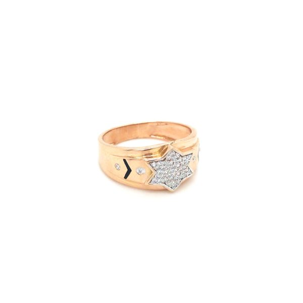 18K Rose Gold Star Design Ring with American Diamond| Pachchigar Jewellers