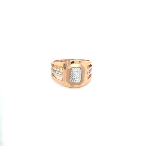18K Rose Gold Octagon Cut American Diamond Ring