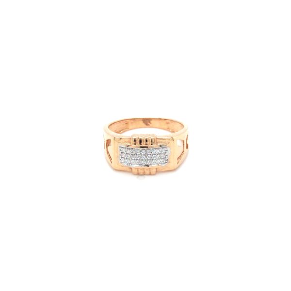 18K Rose Gold American Diamond Ring for Men's
