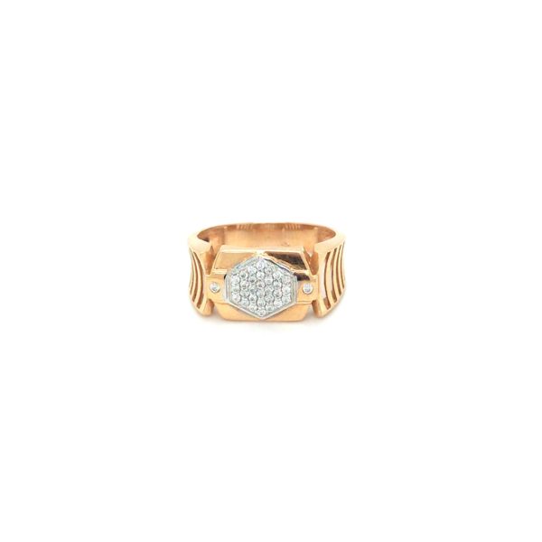 18K Gold Diamond Ring with Hexagon Design| Pachchigar Jewellers