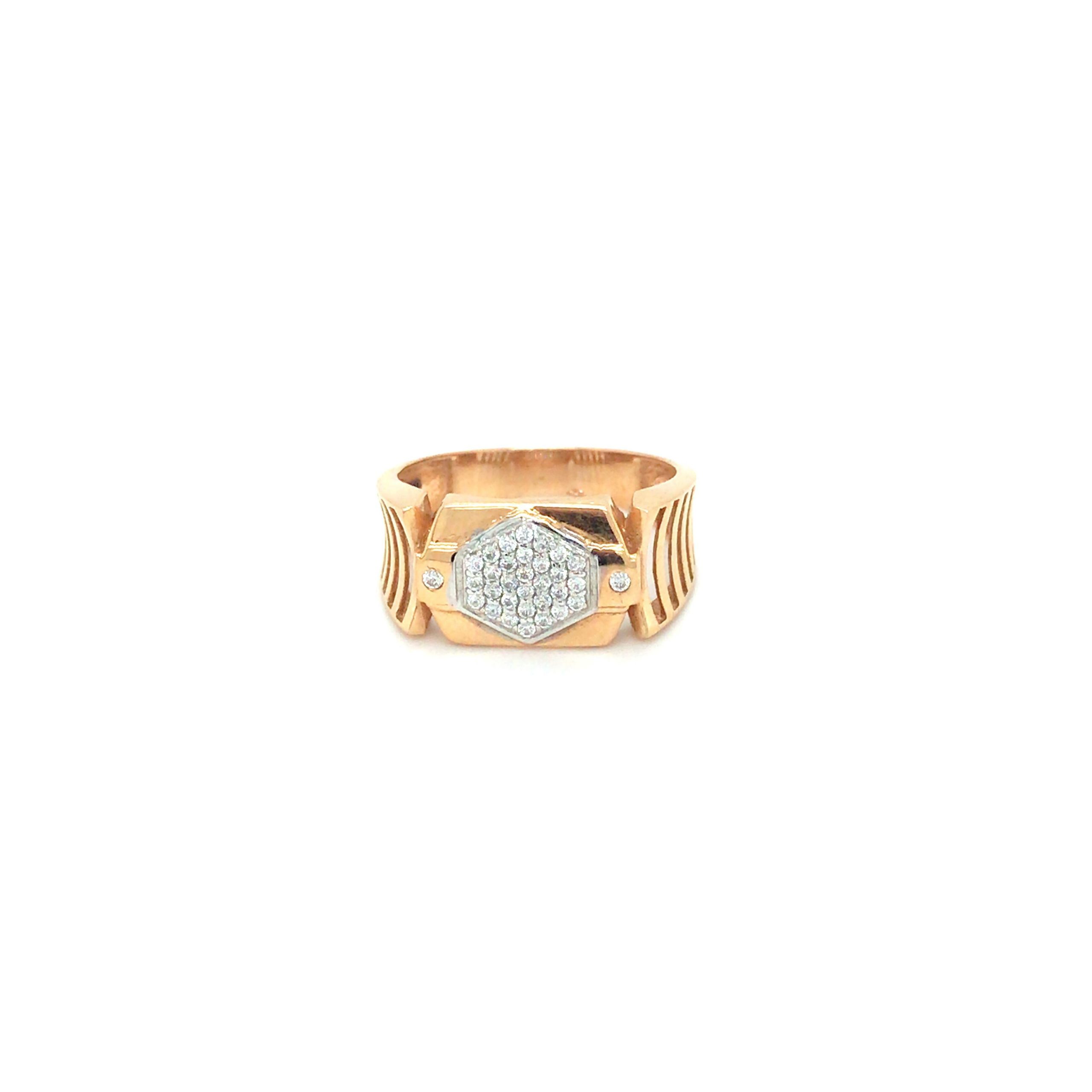 18K Two Tone Gold Men's Diamond Ring - Koblenz & Co. Antique & Estate  Jewelry