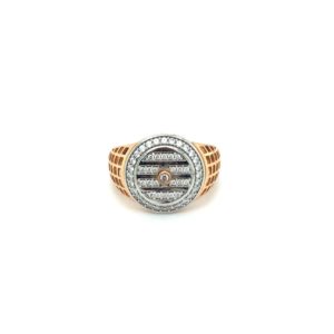 18K Rose Gold Diamond Ring with Striking Grey Mino Accent