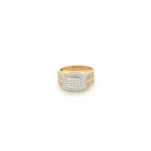 18K Rose Gold Diamond Ring with Dual Tone Watch Belt Design