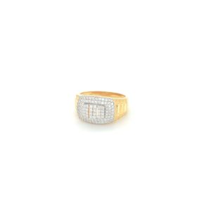 22K Yellow Gold Diamond Ring with a Stylish Belt Design