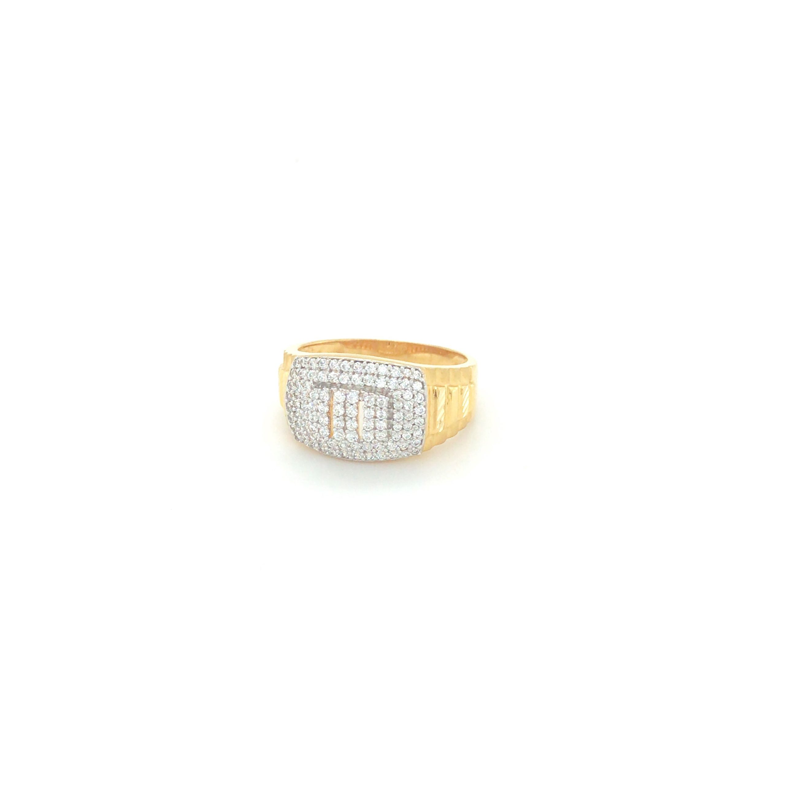 Vintage Mens Square Face Diamond Ring 14K Yellow Gold