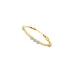 18K Yellow Gold Diamond Bangle | Light Weight and Glamorous