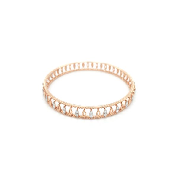 18KT Diamond Bangle | Hollow Design with Marquise Look