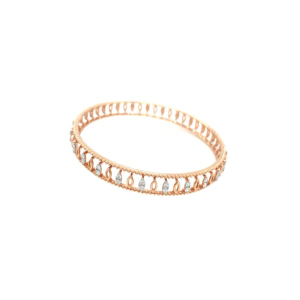 18KT Diamond Bangle | Hollow Design with Marquise Look