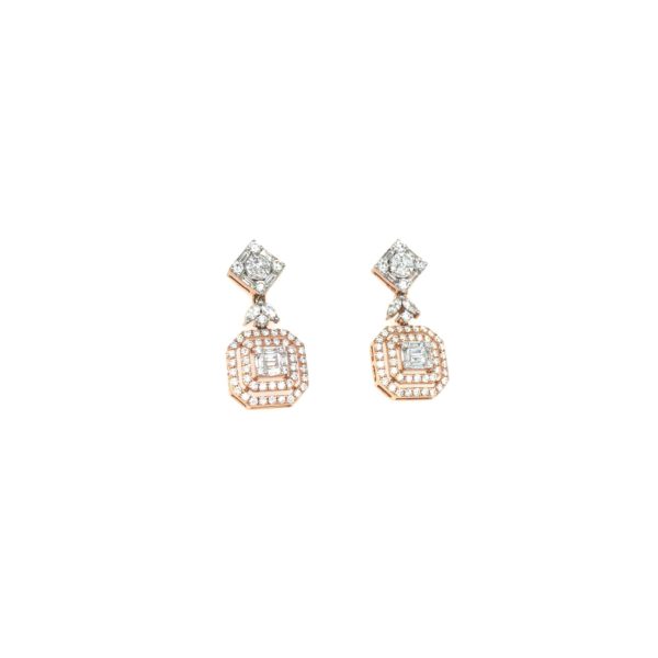 18KT Rose Gold Baguette Diamond Earring