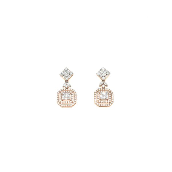 18KT Rose Gold Baguette Diamond Earring