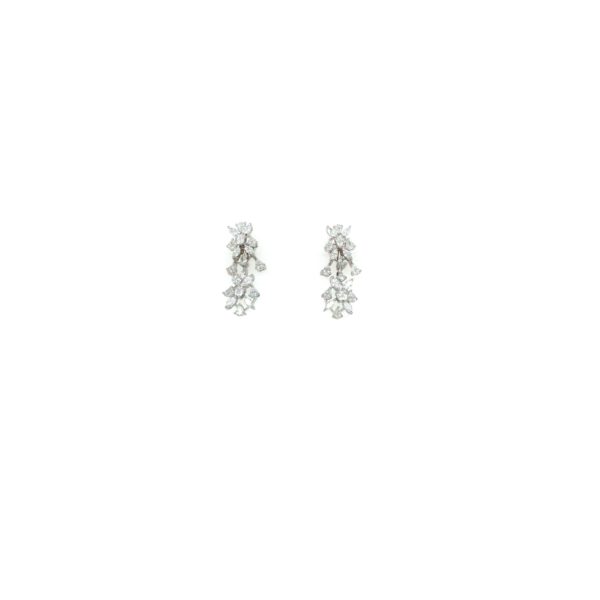 18KT Diamond Hanging Earrings in White Gold
