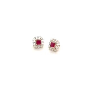 18KT Diamond Earrings with Stunning Ruby Stone