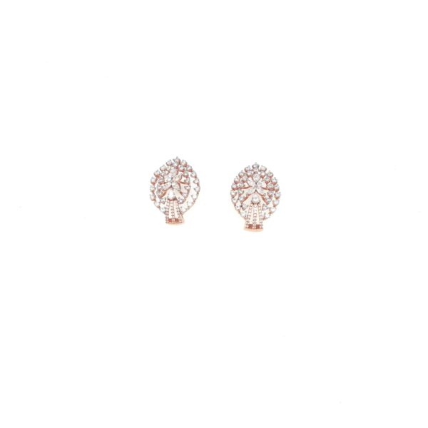 18KT Rose Gold Diamond Earrings with Half Bali