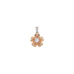 18KT Rose Gold Indo-Italian Flower Design Pendant Set| Pachchigar Jewellers