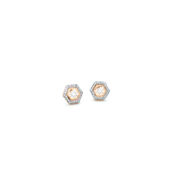 18KT Rose Gold Indo-Italian Hexagon Design Pendant Set| Pachchigar Jewellers