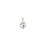 18KT Indo-Italian Pendant in Half Rhodium and Half Rose Gold