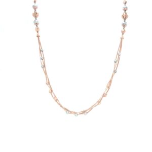 18KT Rose Gold Multi Layered Chain with Rhodium Ball Tuckies| Pachchigar Jewellers