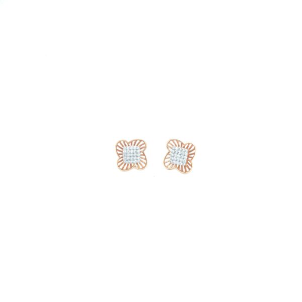 18KT Indo-Italian Rose Gold Earrings with Flower Design| Pachchigar Jewellers