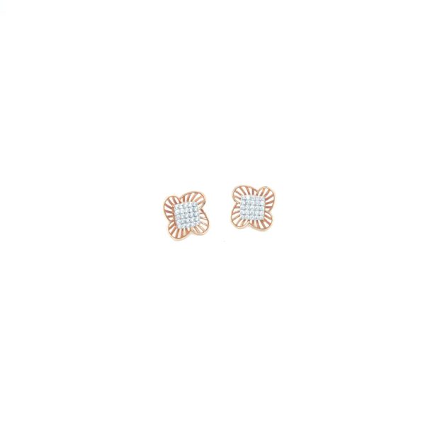 18KT Indo-Italian Rose Gold Earrings with Flower Design| Pachchigar Jewellers