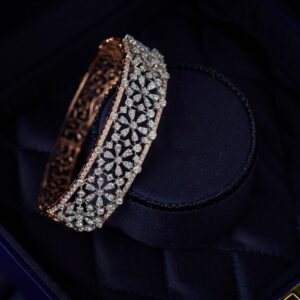 18K Flower Design Rose Gold Real Diamond Bracelet