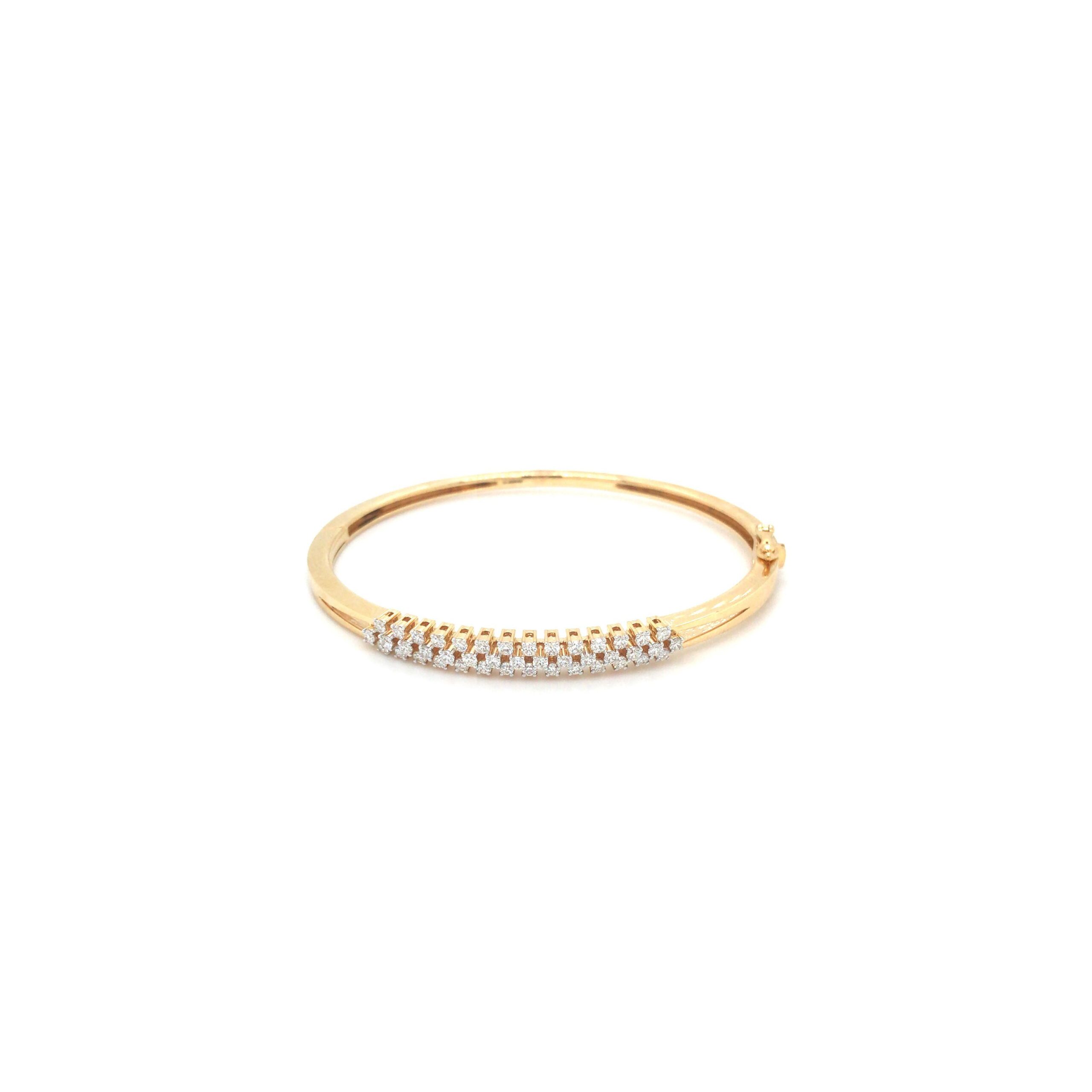 14k Yellow Gold Genuine 1.60 Cttw Round Brilliant Cut Diamond Bangle  Bracelet – Exeter Jewelers