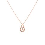 18KT Rose Gold Diamond Cut Half Circle Design Pendant Chain