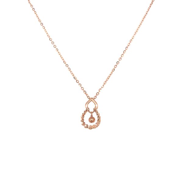 18KT Rose Gold Diamond Cut Half Circle Design Pendant Chain