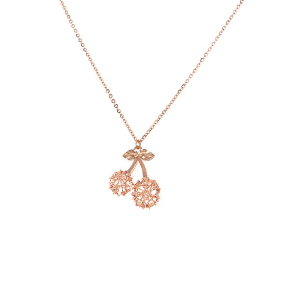 18KT Rose Gold Cherry Pendant chain Delicately Crafted