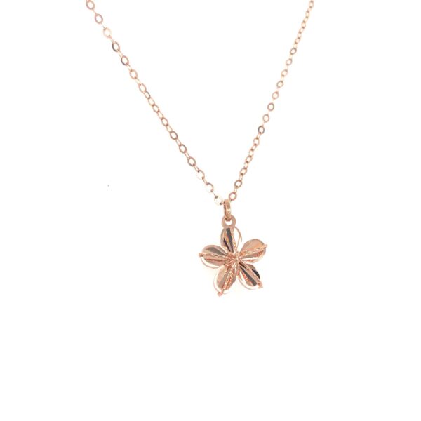 18KT Rose Gold Floral Pendant with Threaded Kadap Chain