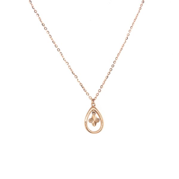 18KT Rose Gold Chain: Big Drop Design with Center Flower| Pachchigar Jewellers