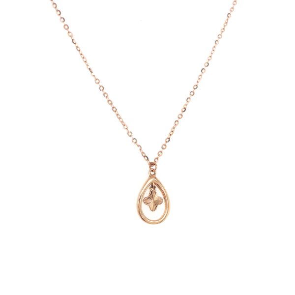 18KT Rose Gold Chain: Big Drop Design with Center Flower| Pachchigar Jewellers