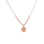 18KT Rose Gold Flower Pendant with Chain - Intricate Casting