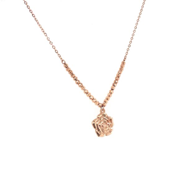 18KT Rose Gold Flower Pendant with Chain - Intricate Casting