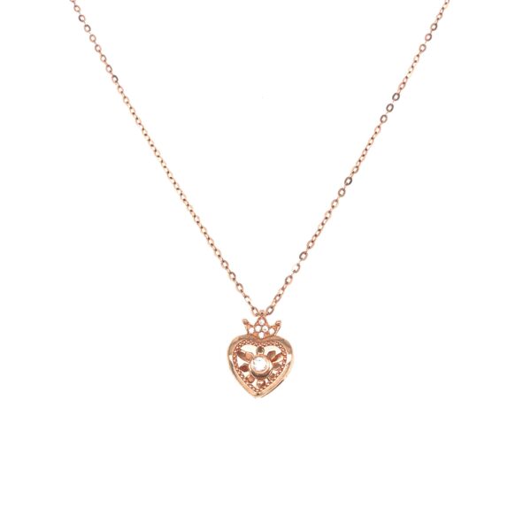 18KT Rose Gold Heart-Shaped Pendant Chain| Pachchigar Jewellers