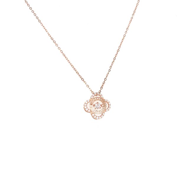 18KT Rose Gold Floral Design Pendant Chain