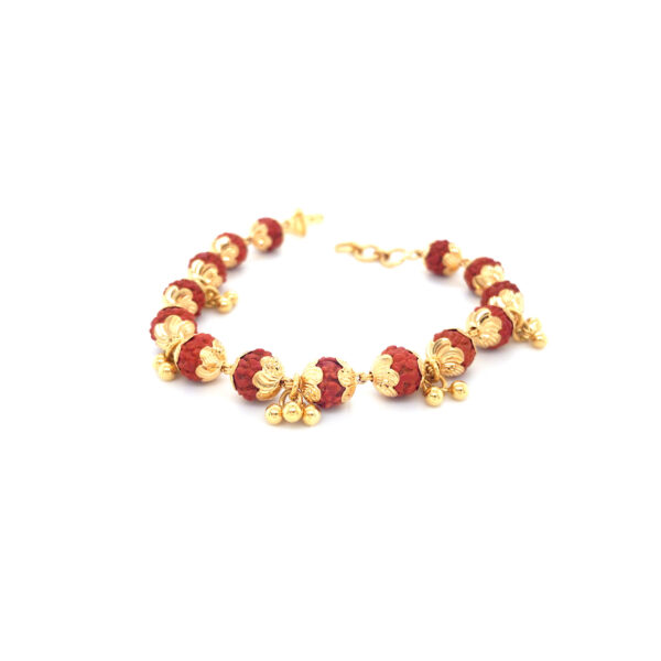 22K Yellow Gold Rudraksha Bead Ladies Bracelet