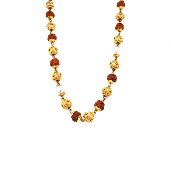 22K Gold and Rudraksha beads with White Pearl Chain| Pachchigar Jewellers